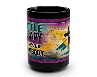 Taza con cruz y formas abstractas / Taza de café cristiana, arte espiritual, 443 ml (15 oz)