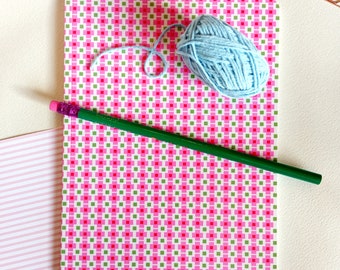 Embroidery flower notebook, cross stitch, illustration notebook, cottagecore pattern notebook, pastel, girly, office, back to school, school