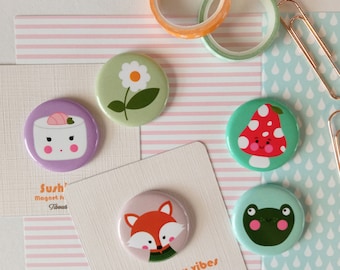 Magnet cottagecore : renard, grenouille,sushi, champignon, petit cadeau,  fête des mères, saint valentin, anniversaire, printemps, automn