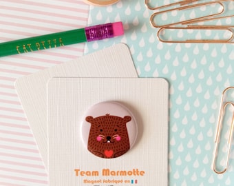 Joli magnet marmotte, nature, montagne, petit cadeau, amour, fête des mères, saint valentin, anniversaire, self love, kawaii