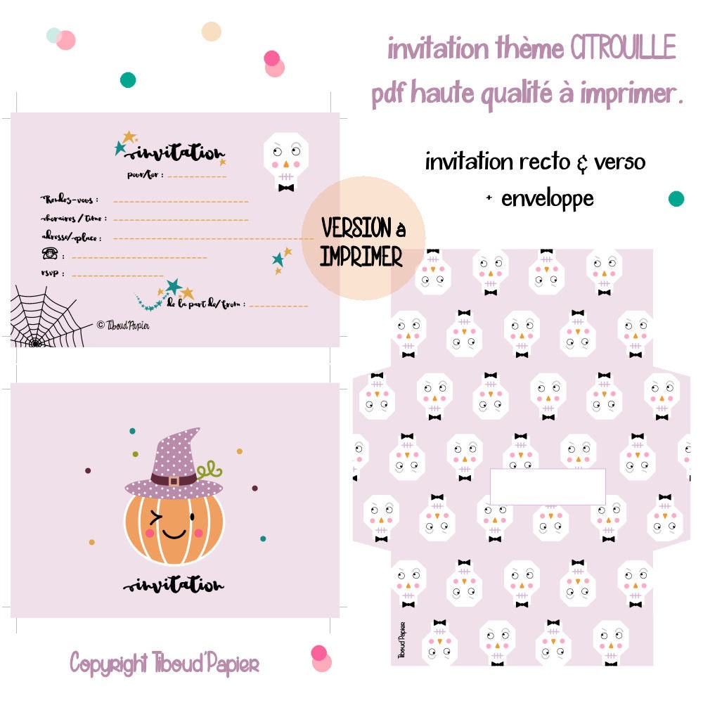 Kit Digital Invitation Citrouille Halloween Enveloppe Etsy Hong Kong