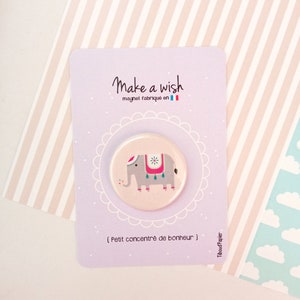 Carton à message, Make a wish, magnet éléphant, petit cadeau, porte-bonheur, pastel, carte de vœux, self love, illustration, fêtes, noël