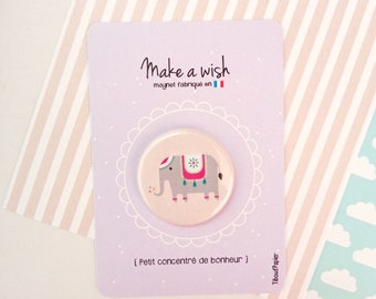 Carton à message, Make a wish, magnet éléphant, petit cadeau, porte-bonheur, pastel, carte de vœux, self love, illustration, fêtes, noël