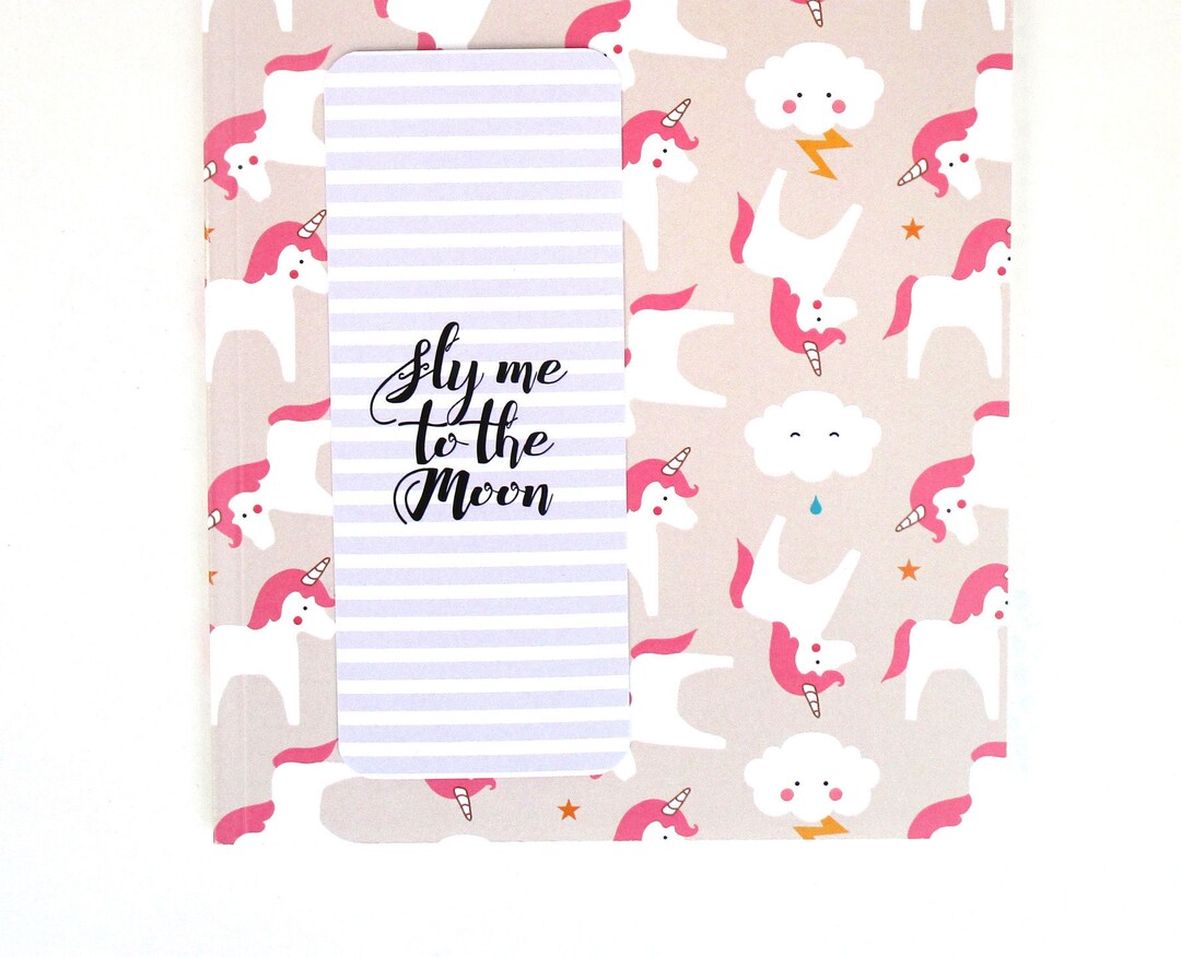 Cahier A5 LICORNE et son marque-pages Fly me to th moon - Etsy France