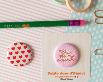 Joli magnet petit cœur ou soleil sunshine, petit cadeau, amour, fête des mères, saint valentin, anniversaire, self love, gratitude, pastel