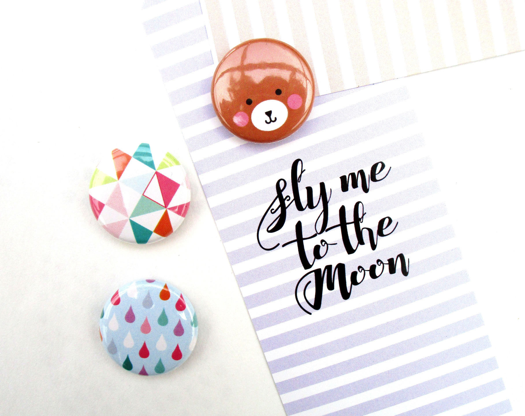 Magnet 25 mm Au Choix Ours, Goutte, ou Triangle