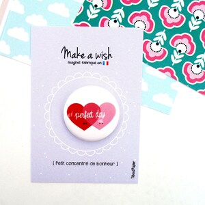 Carton à message Make a wish et son magnet x 2 Cœur, petit cadeau, amour, fête des mères, saint valentin, anniversaire, self love, gratitude