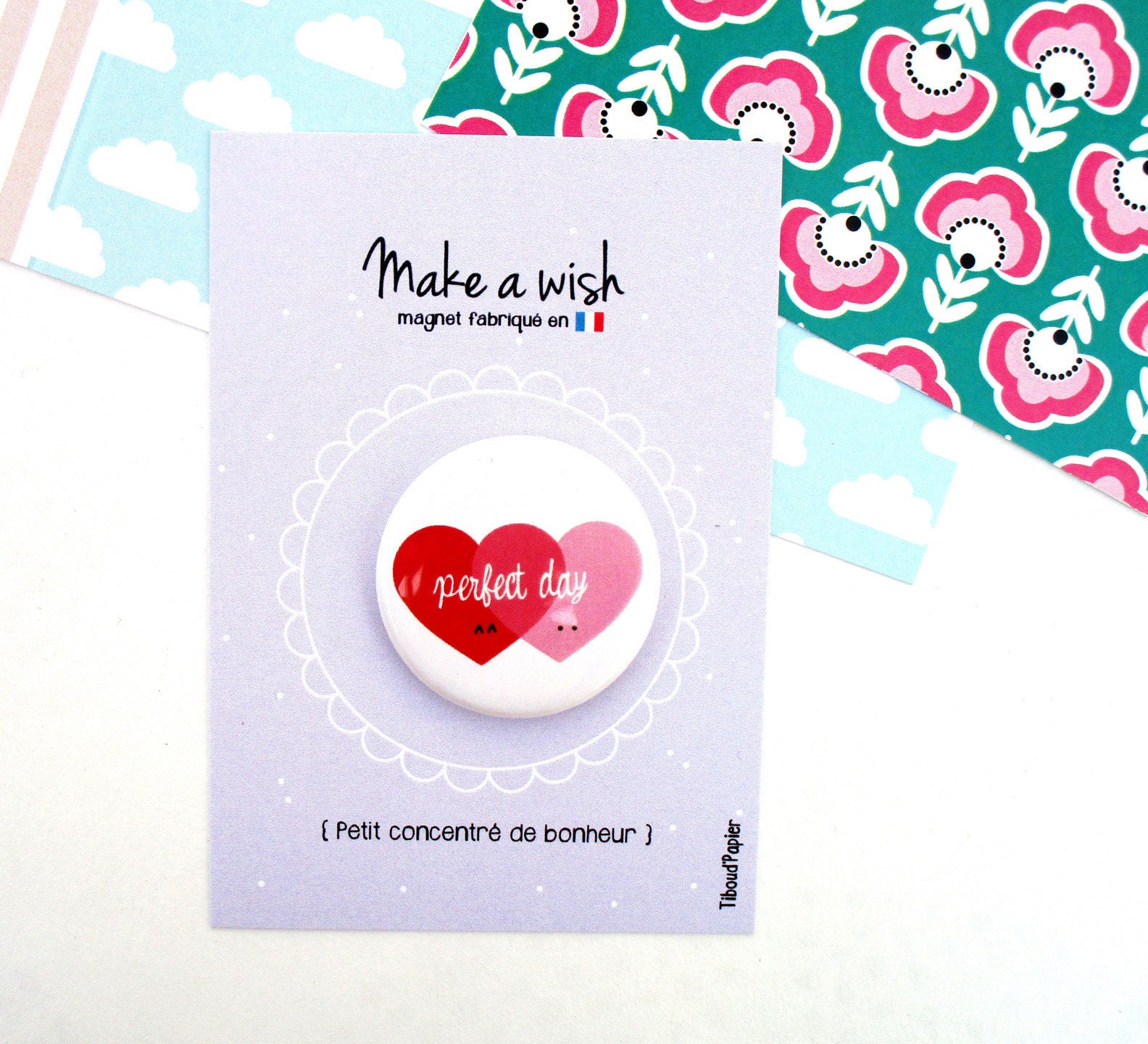 Carton à Message Make A Wish et Son Magnet Double Cœur