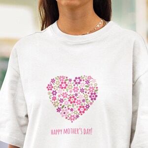 Blumenherz Muttertag Shirt, glückliches Muttertag T-Shirt, süßes Mutter Geschenk, Comfort Colors T-Shirt für Mama, Frühlingsblume Shirt