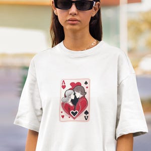 Unisex T-shirt aas van harten, romantische aas grafisch T-shirt, unieke liefdeskaart sweatshirts, casual kleuren stijlvolle volwassen kleding