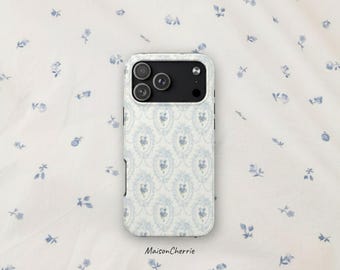 Custodia per telefono con motivo floreale shabby chic Baby Blue per iPhone e Samsung