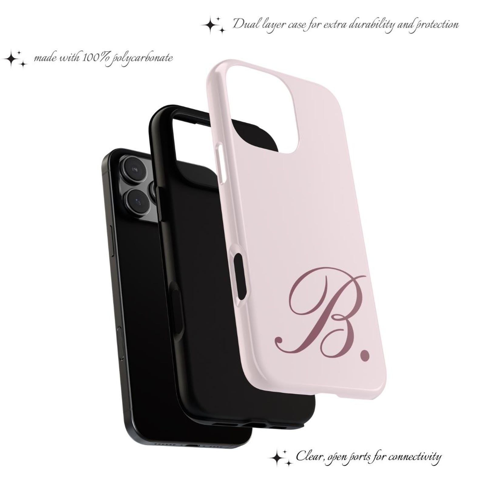 Personalized Pink Initial Phone Case: Custom Iphone, Samsung, Pixel - Etsy