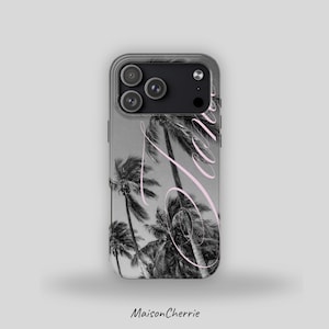 Palm Tree iPhone Case, Samsung Case, Black White Typography Design