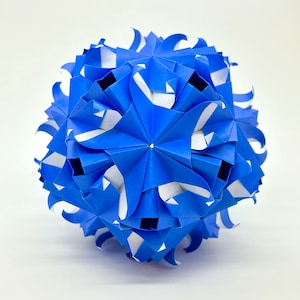 PDF - Medusa Kusudama - Modular Origami Diagram Digital  Download - Blue - A4 Color Illustration - Printable - Kid Craft Instruction