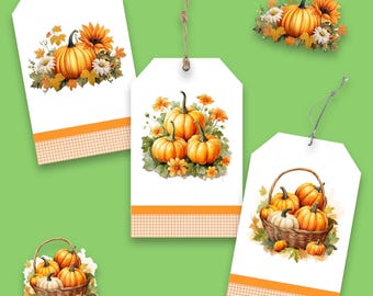 Fall Pumpkin Gift Tags Printable | Thanksgiving Tags | Digital Download