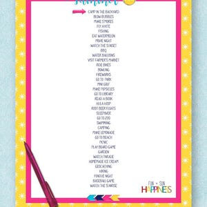 Printable Summer Fun List