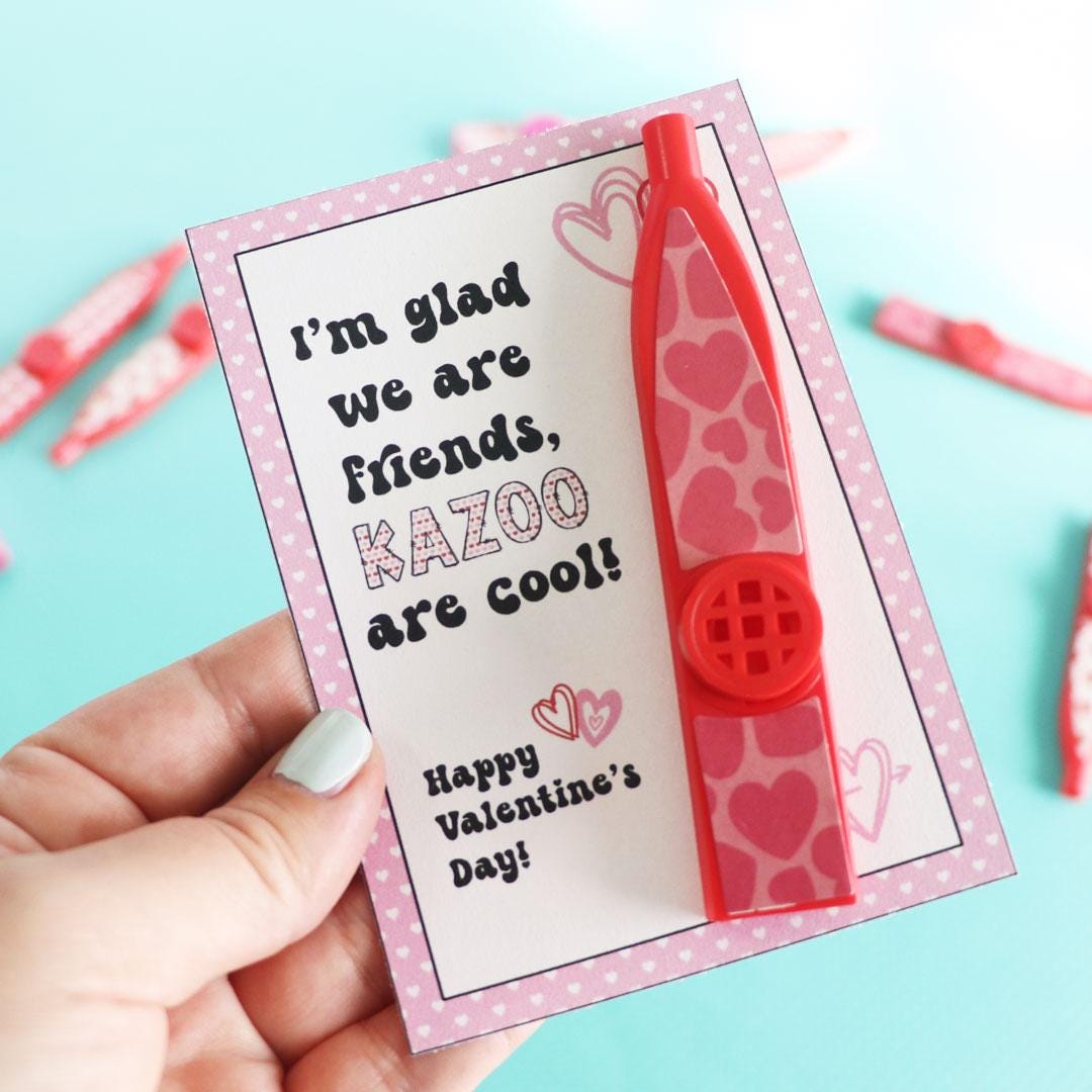 Kazoo Flash Card.pdf Printable Kazoo Valentine Cards | Classroom Valentine's Day (instant ...