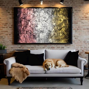 Gold Rose Abstract Print | Metallic Gradient Wall Art Digital Download | Moody Pink Silver Decor
