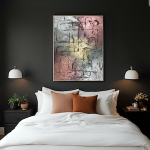 Silver Pink Abstract Art | Textured Minimalist Digital Print | Urban Modern Wall Decor