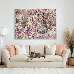 Silver Peach Abstract Print | Printable Textured Wall Art | Modern Burgundy Digital Download