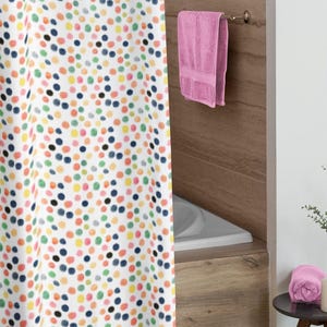Colorful Polka Dot Shower Curtain - Fun & Vibrant Bathroom Decor - Modern Bath Curtain for Adults - Housewarming Gift Idea