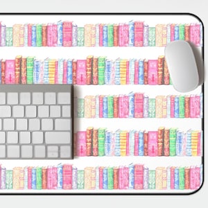 Colorful Bookshelf Desk Mat - Library Themed Office Decor, Gift for Book Lovers, Study Desk Accessory, Non-Slip Mouse Pad, Book Desk Mat