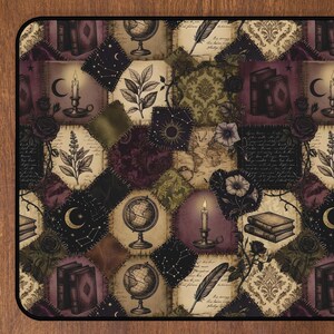Vintage Okkulte Patchwork Schreibtischmatte Witchy Mond Globe Bücher Ästhetische Große Mauspad Academia Schreibtischunterlage Gothic Workspace Decor