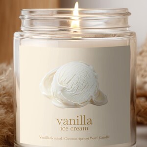 Vanilla Ice Cream Candle - Cozy Coconut Apricot Wax | Long-Lasting Vanilla Bean Scent | Relaxation & Gift Ready | Vanilla Fragrance Candle