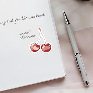 Cherry Sticker, Retro Pink Cherry Sticker, Cute, Small, Red, Fruity, Decorative Sticker for Laptops, Journals, Scrapbooks, and More