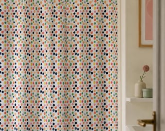 Colorful Polka Dot Shower Curtain - Fun & Vibrant Bathroom Decor - Modern Bath Curtain for Adults - Housewarming Gift Idea