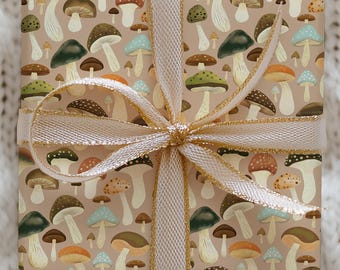 Pilz-Geschenkpapier - wunderliche Pilz-Geschenkverpackung, wiederverwendbares Papier mit Naturmotiven, umweltfreundliche Verpackung, Geburtstag, Urlaub