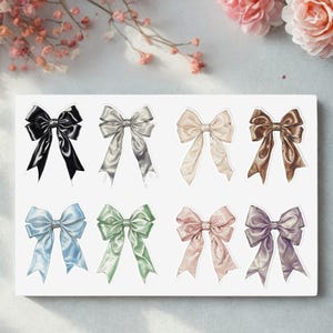 Bow Sticker Sheet – Cute Kawaii Satin Bow Stickers | Coquette Ribbon Stickers | Vinyl Decals | Girly Planner Stickers | Bow Aesthetic