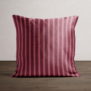 Burgundy Raspberry Striped Pillow Cover Retro Stripe Throw Pillowcase Dusty Rose Cushion Cover Modern Square Decorative Pillowcase