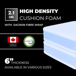 6" Thick Custom Foam with fibre wrapping, Foam for furniture, Pet furniture foam, Seat pads foam, Outdoor furniture & Garden Cushion foam