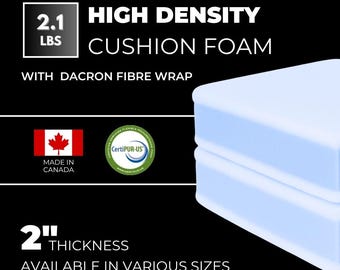 2" Cut To Size Cushion Foam, Thick Custom Foam, Seat Cushions Custom Foam for Upholstery, Cushions Furniture foam for DIY Projects