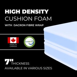 7&quot; Thick Custom Foam with fibre wrapping, Foam for craft projects, Exercise mats foam, yoga mats foam, RV cushions foam, Camper seats foam