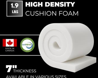 7" Thick Custom Foam Seat Cushions, Foam for craft projects, Exercise mats foam, yoga mats foam, Foam for RV cushions, Foam for camper seats