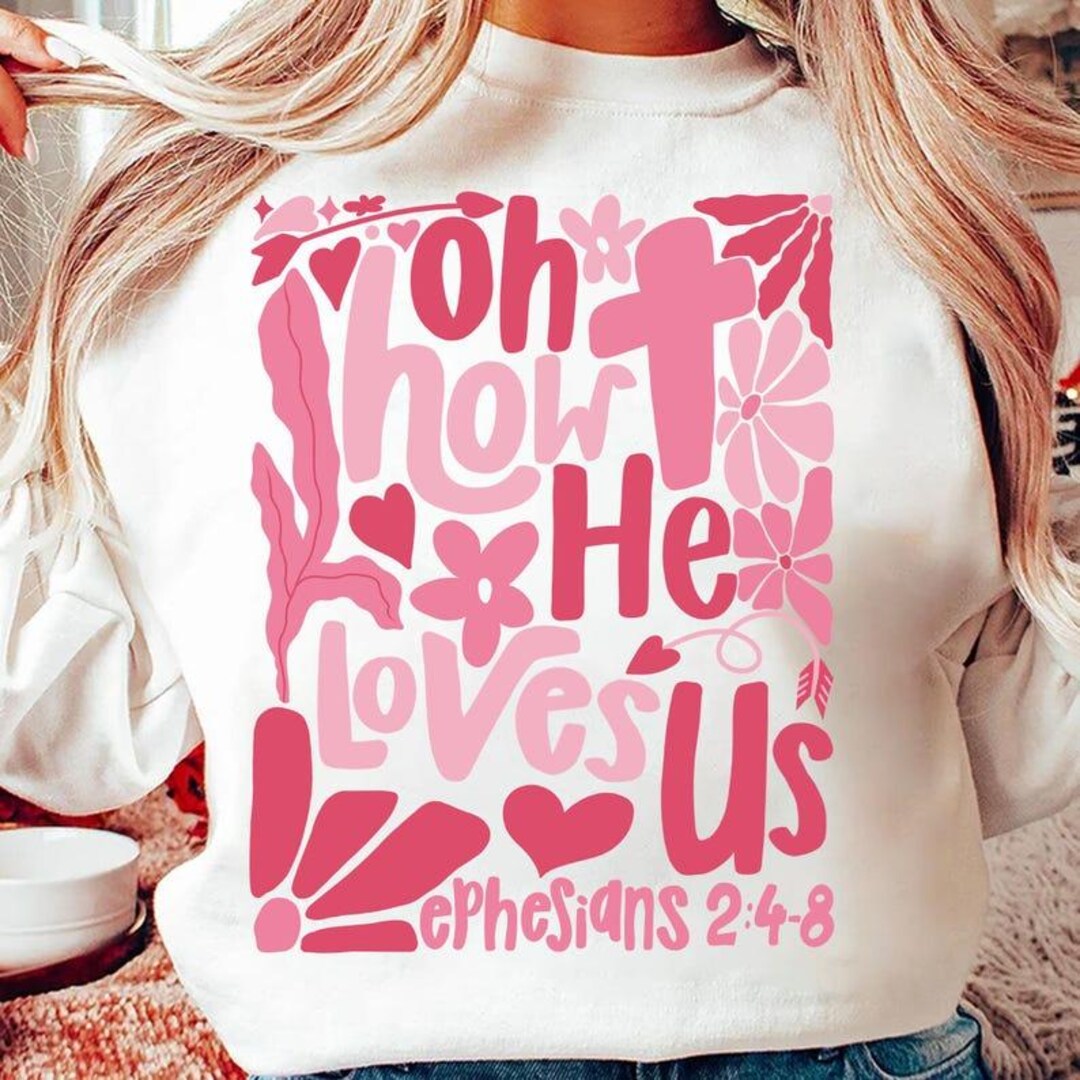 Oh How He Loves Us on Sand V-Neck (Fits True to Size) main image 0