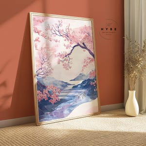 Art de la fleur de cerisier | Art mural kawaii | Art mural animé | Art Sakura | Esthétique d'anime rétro | Conception Ukiyo-e | Animés des années 90 | TÉLÉCHARGEMENT NUMÉRIQUE