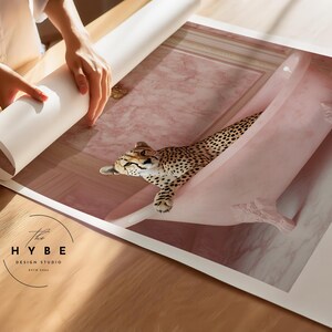 Cheetah In Bathtub | Preppy Wall Art | Maximalist Bathroom Wall Art | Dopamine Decor | Pink Kitsch Aesthetic | Tropical | DIGITAL DOWNLOAD