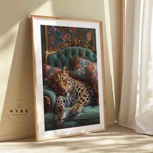 Leopard Sleeping | Preppy Wall Art | Maximalist Bathroom Wall Art | Dopamine Decor | Retro Vibes | Pink Kitsch Aesthetic | DIGITAL DOWNLOAD