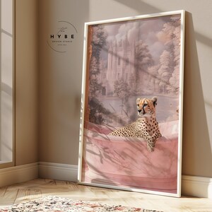 Cheetah In Bathtub | Preppy Wall Art | Maximalist Bathroom Wall Art | Dopamine Decor | Pink Kitsch Aesthetic | Tropical | DIGITAL DOWNLOAD