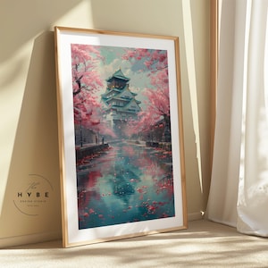 Japanese Castle Printable Art | Japan Art Print | Osaka Castle | Traditional Japan | Minimalist Wall Decor | PRINTABLE | DIGITAL DOWNLOAD