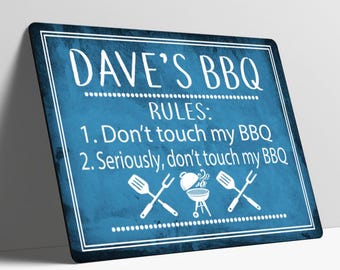 Personalised Funny BBQ Garden Metal Wall Sign Gift for Dad Present Wall Plaque Five Distressed Colours