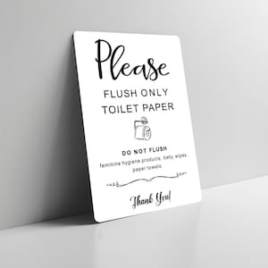 Toilet Sign Bathroom Metal Wall/door Plaque Gift Please Only Flush Toilet Paper Wall Plaque Hotel, Airbnb, Guest House, Cafe, Restaurant