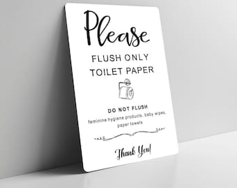 Toilet Sign Bathroom Metal Wall/door Plaque Gift Please Only Flush Toilet Paper Wall Plaque Hotel, Airbnb, Guest House, Cafe, Restaurant