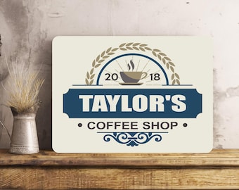 Personalised Metal Coffee Bar Shop Wall Sign Gift Present Friends Kitchen Waterproof Coffee
