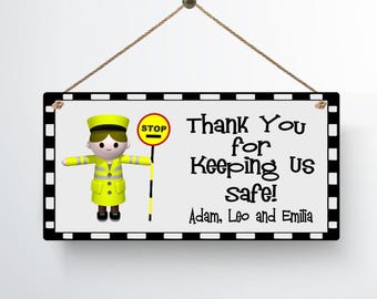 Personalised Lollipop Lady or Man Metal Hanging Wall Plaque Gift Present Birthday Christmas School Nursery Teacher Teaching Assistant Thanks