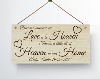Personalized Memorial Hanging Plaque: Wood Grain Effect, Bereavement Gift