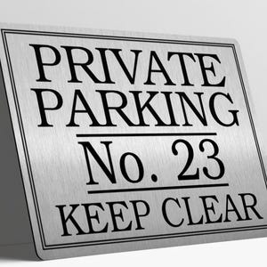Personalised Private Parking Wall Sign Gift Present Home House Keep Clear Gold Silver Metallic Background Wall Plaque Personalized